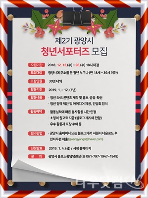 제2기 청년 서포터즈단 모집 포스터(광양시제공)