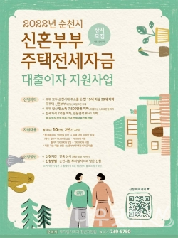 '신혼부부 전세자금 대출이자 지원사업' 포스터(순천시제공)